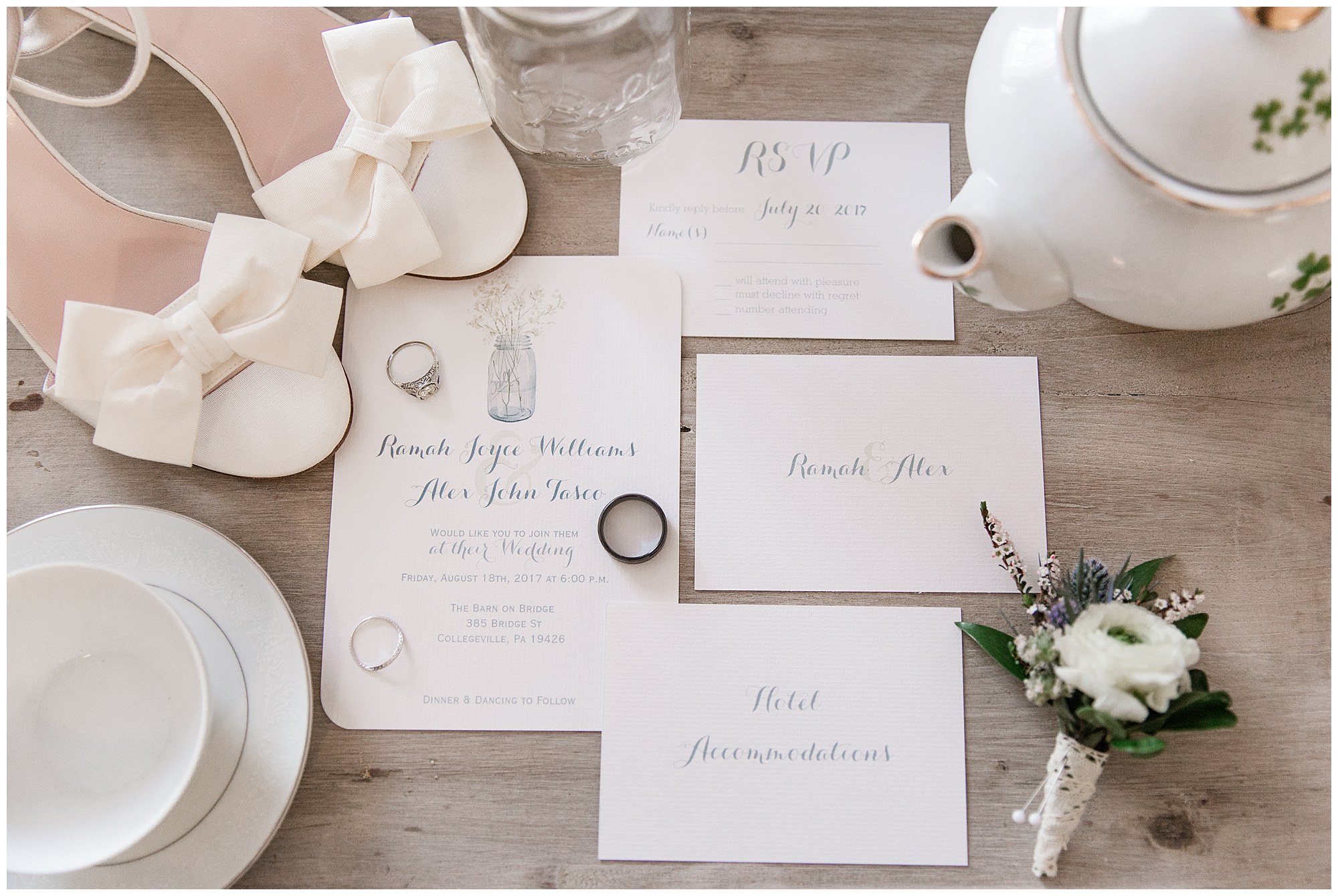 Alex & Ramah's Rainy Blue & Grey Wedding Day at The Barn On Bridge in Collegeville, PA Photos