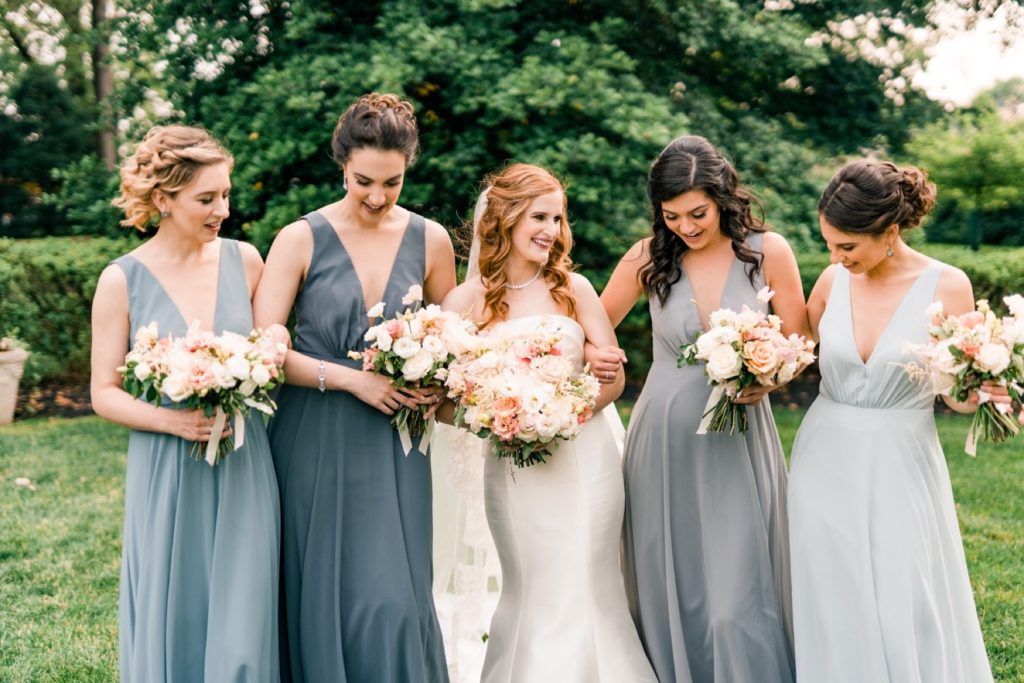 Dusty Blue Bridesmaid Dresses - Knowlton Mansion