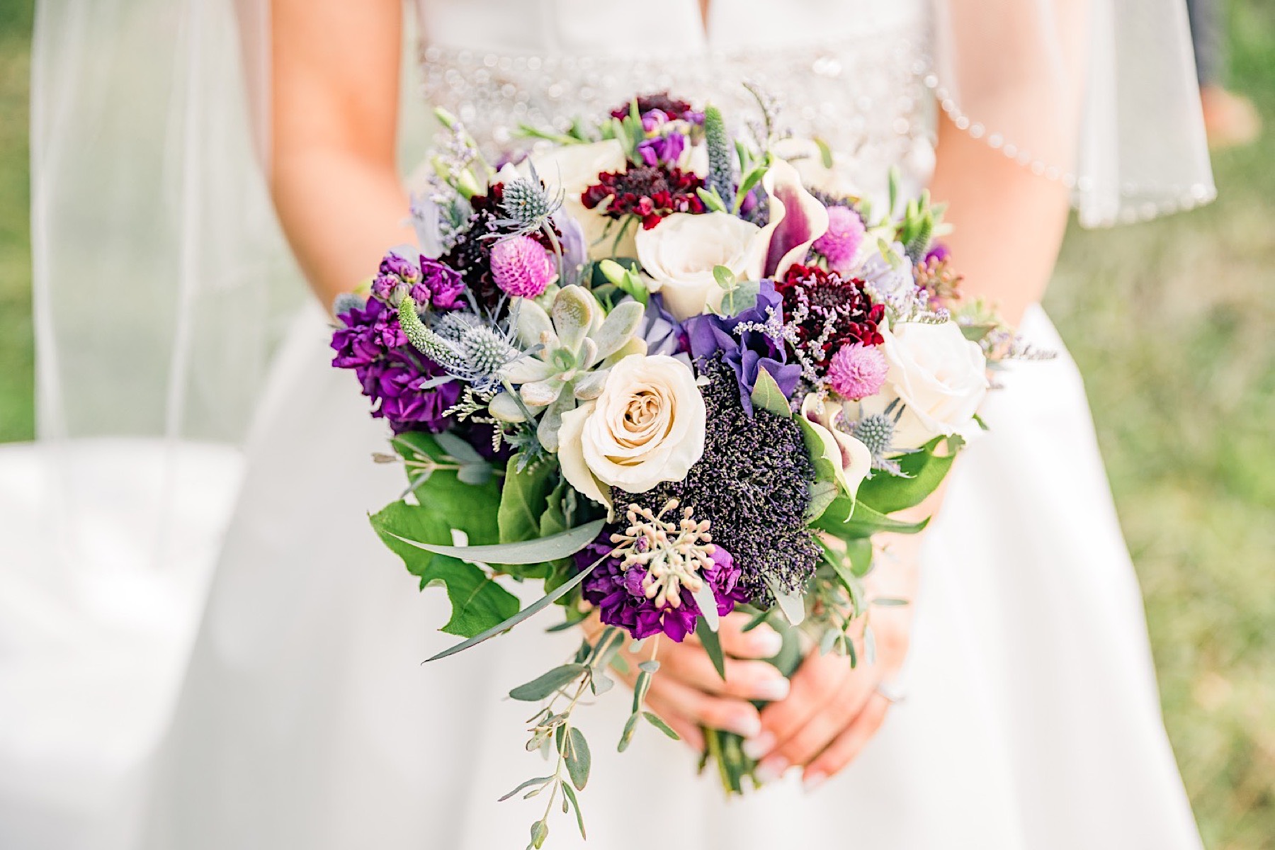 Purple and Green bouquet by Jill Lewko at the Barn on Bridge in Collegeville Photos
